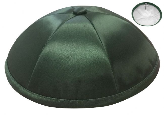 Dark Green Deluxe Satin Kippah