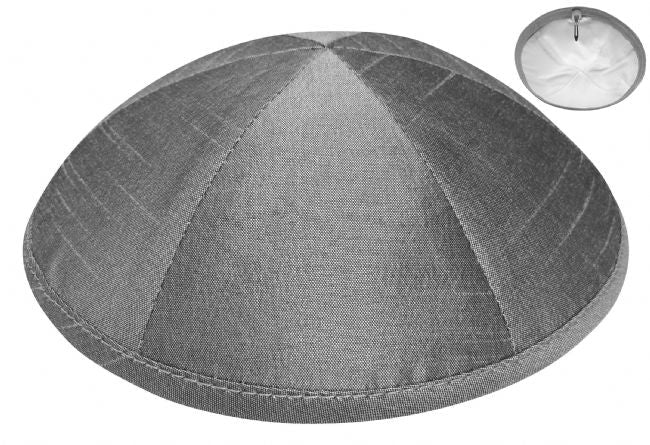 Grey Raw Silk Kippah