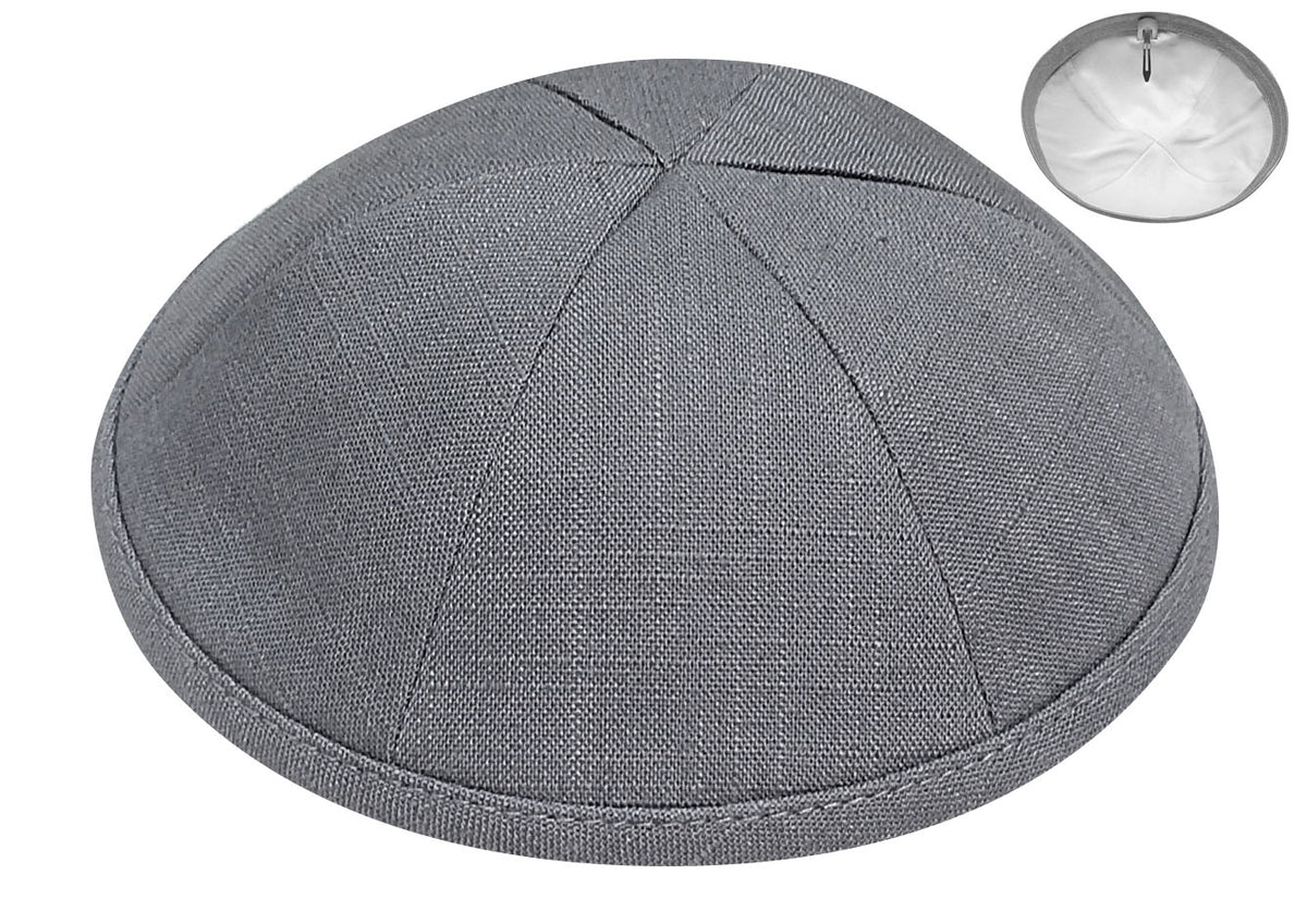 Grey Linen Kippah