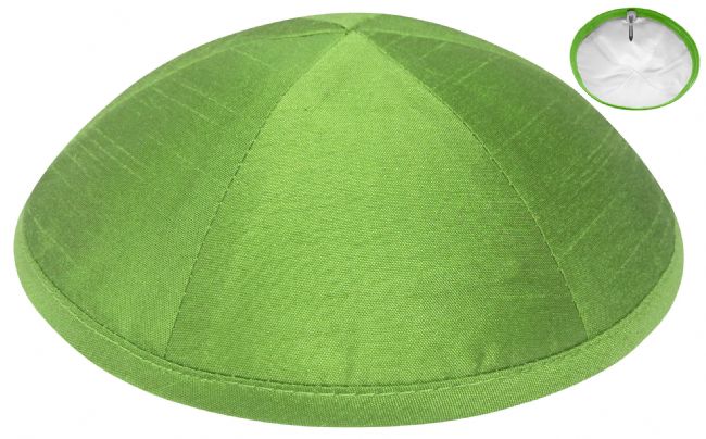 Lime Raw Silk Kippah