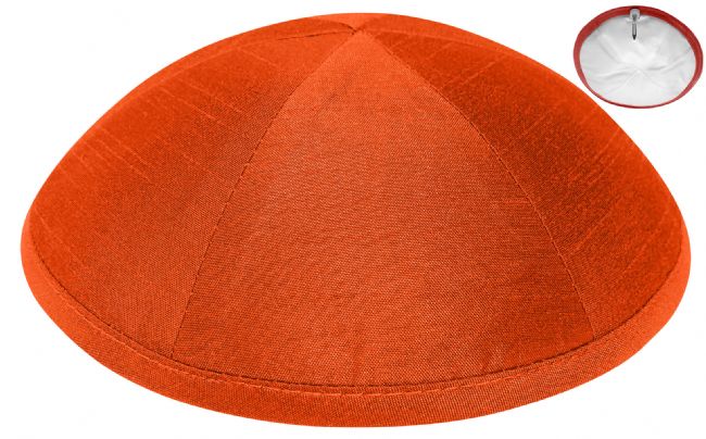 Orange Raw Silk Kippah