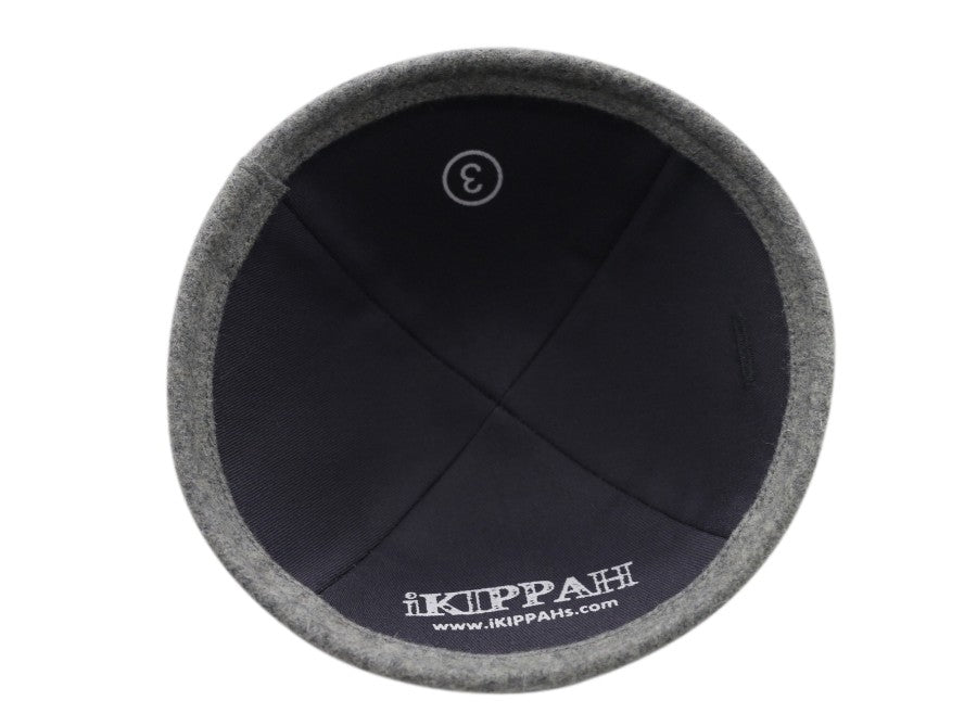 IKIPPAH LIGHT GRAY WOOL YARMULKE