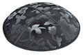 Flowers Embossed Suede Yarmulke