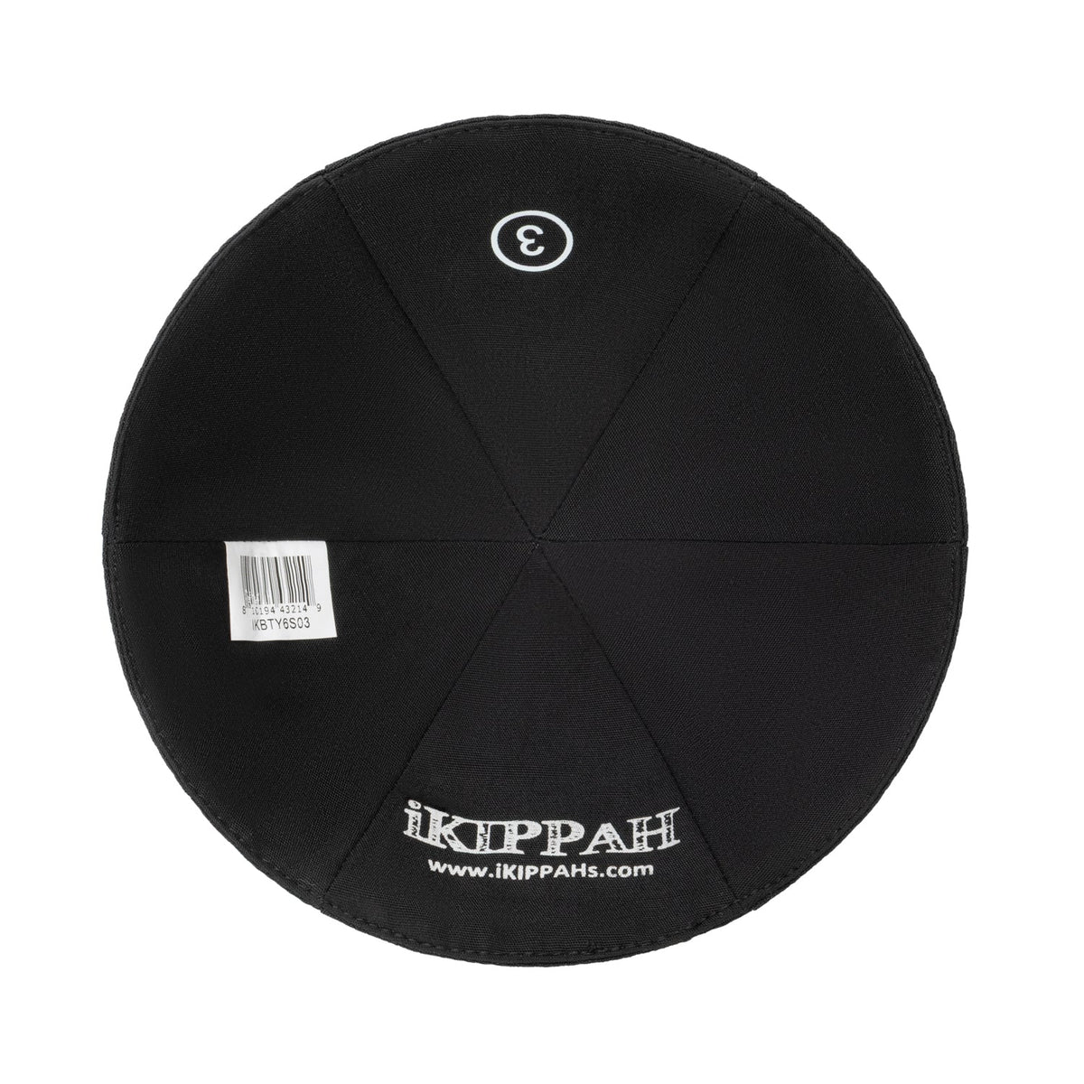 IKIPPAH YECHI BLACK TERYLENE W/ LIGHT BLUE EMBROIDERY - 6 PANEL YARMULKE