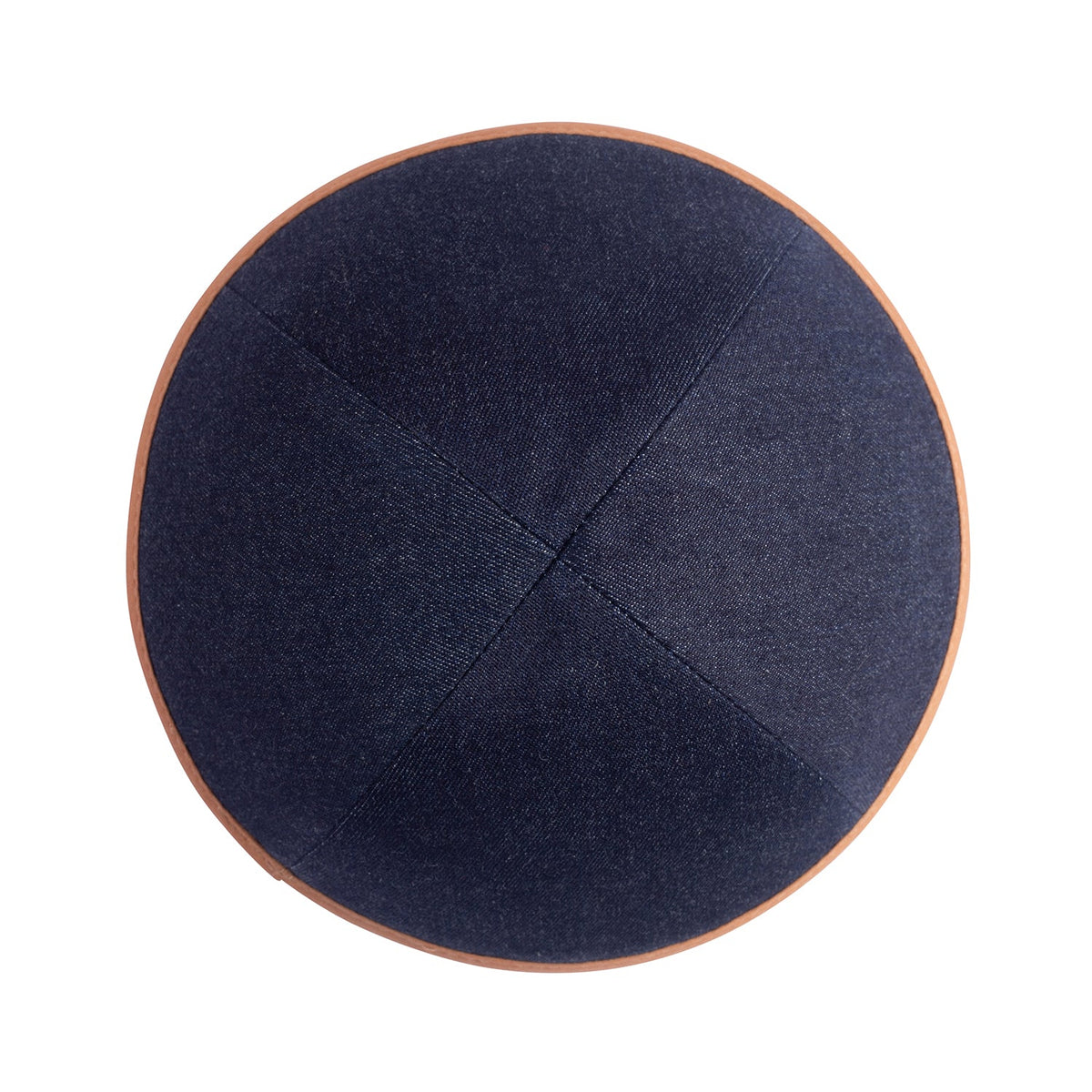 IKIPPAH NAVY DENIM W/ CAMEL RIM YARMULKE