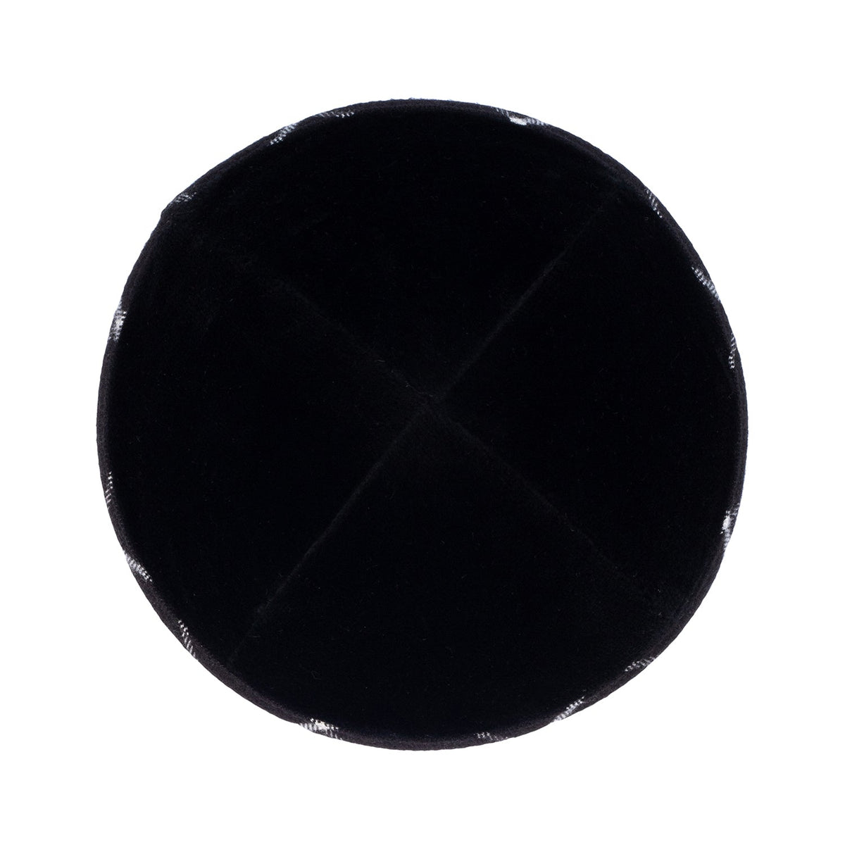 IKIPPAH BLACK VELVET W/ BLACK PLAID RIM YARMULKE