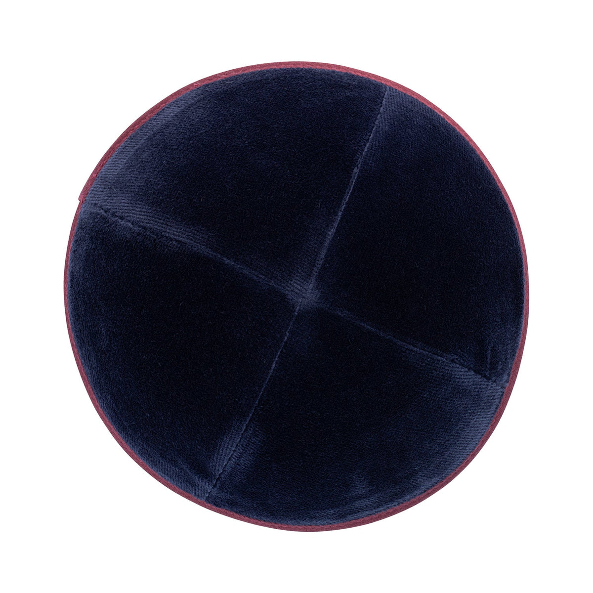 IKIPPAH NAVY VELVET W/ BURGUNDY RIM YARMULKE