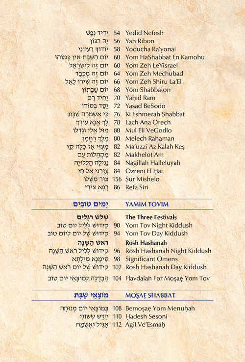 Pizmonim for Shabbat Hebrew/English