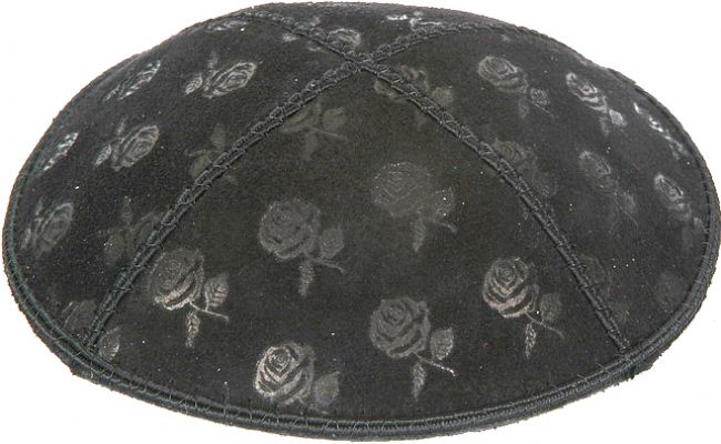 Roses Embossed Suede Yarmulke