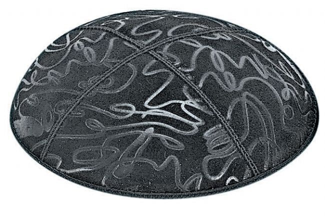 Scribble Embossed Suede Yarmulke