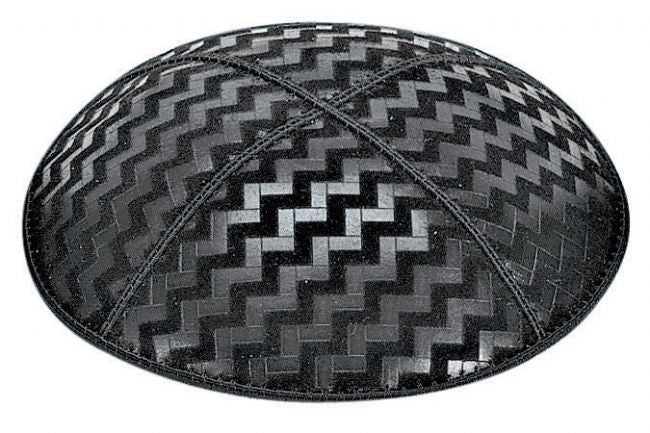 Zig Zag Embossed Suede Yarmulke