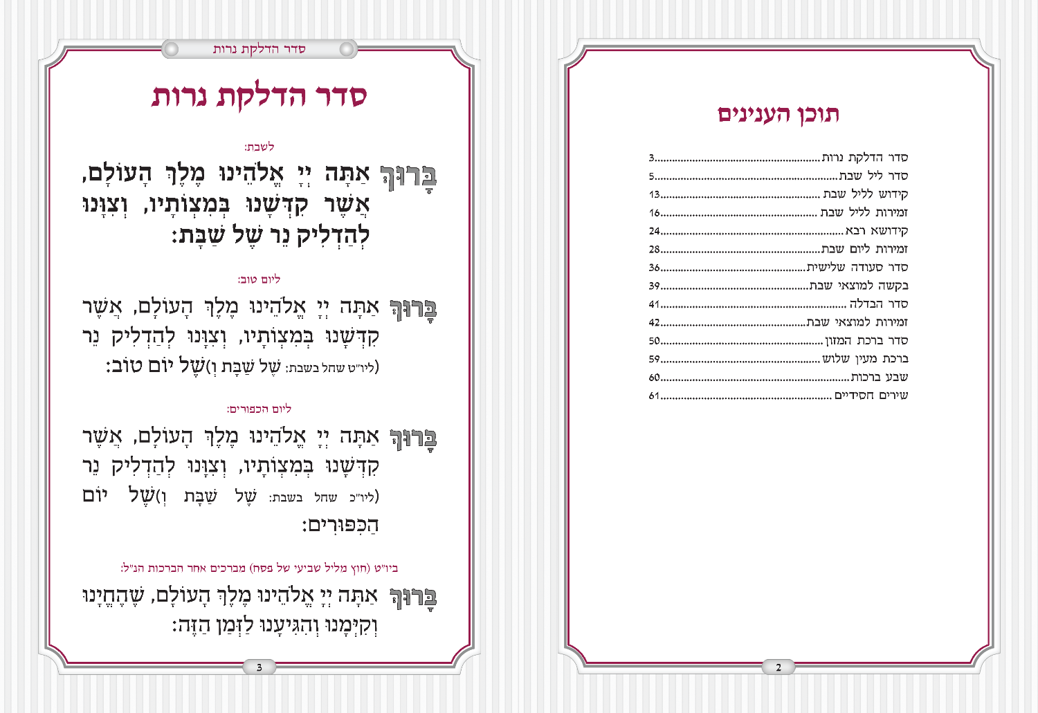 Hebrew Zemiros Bencher