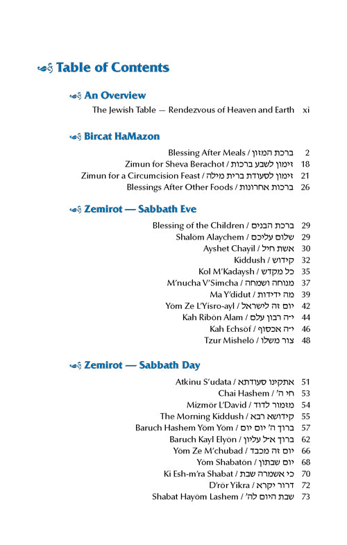 Bircat Hamazon And Zemirot with Translation