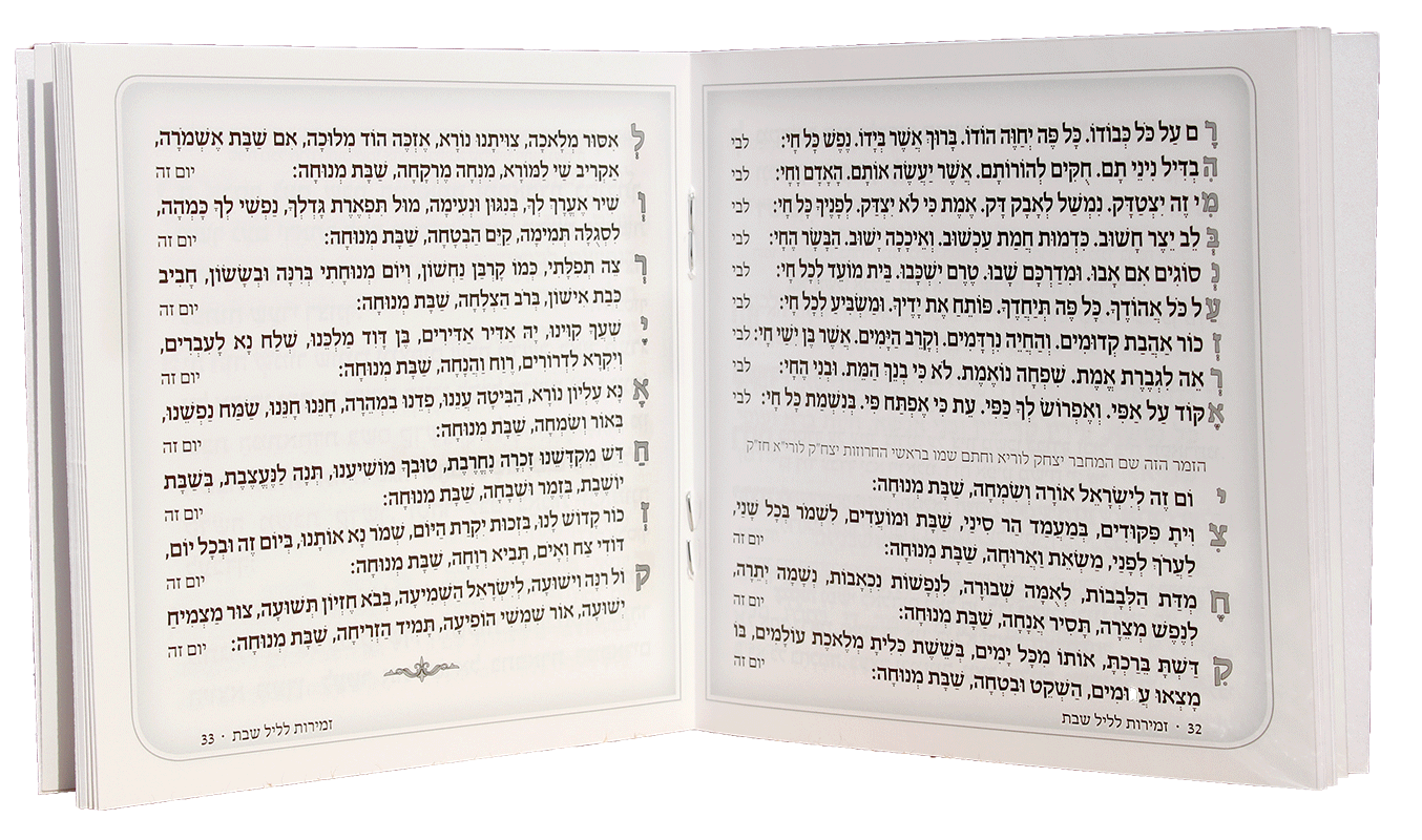 Hebrew Zemiros Mini Bencher