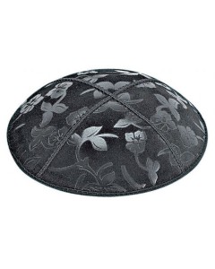 Flowers Embossed Suede Yarmulke